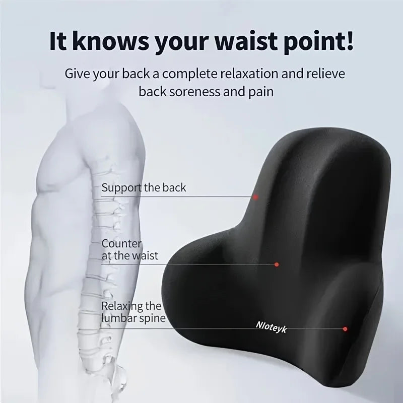 Cojín Lumbar Memoria de Forma — Soporte Espalda Silla Oficina y Coche