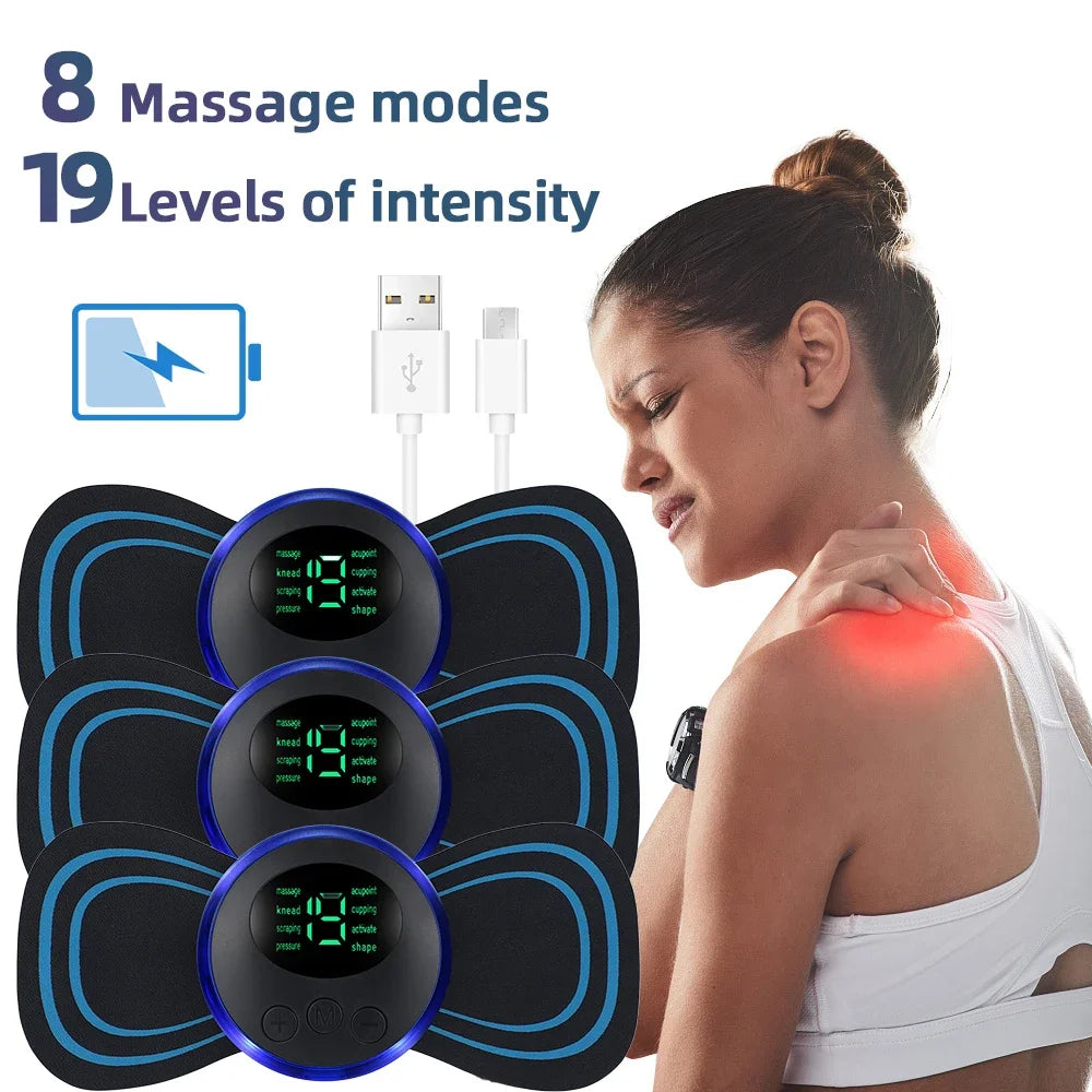 Electroestimulador EMS Muscular — Parches Alivio Dolor Cervical y Lumbar