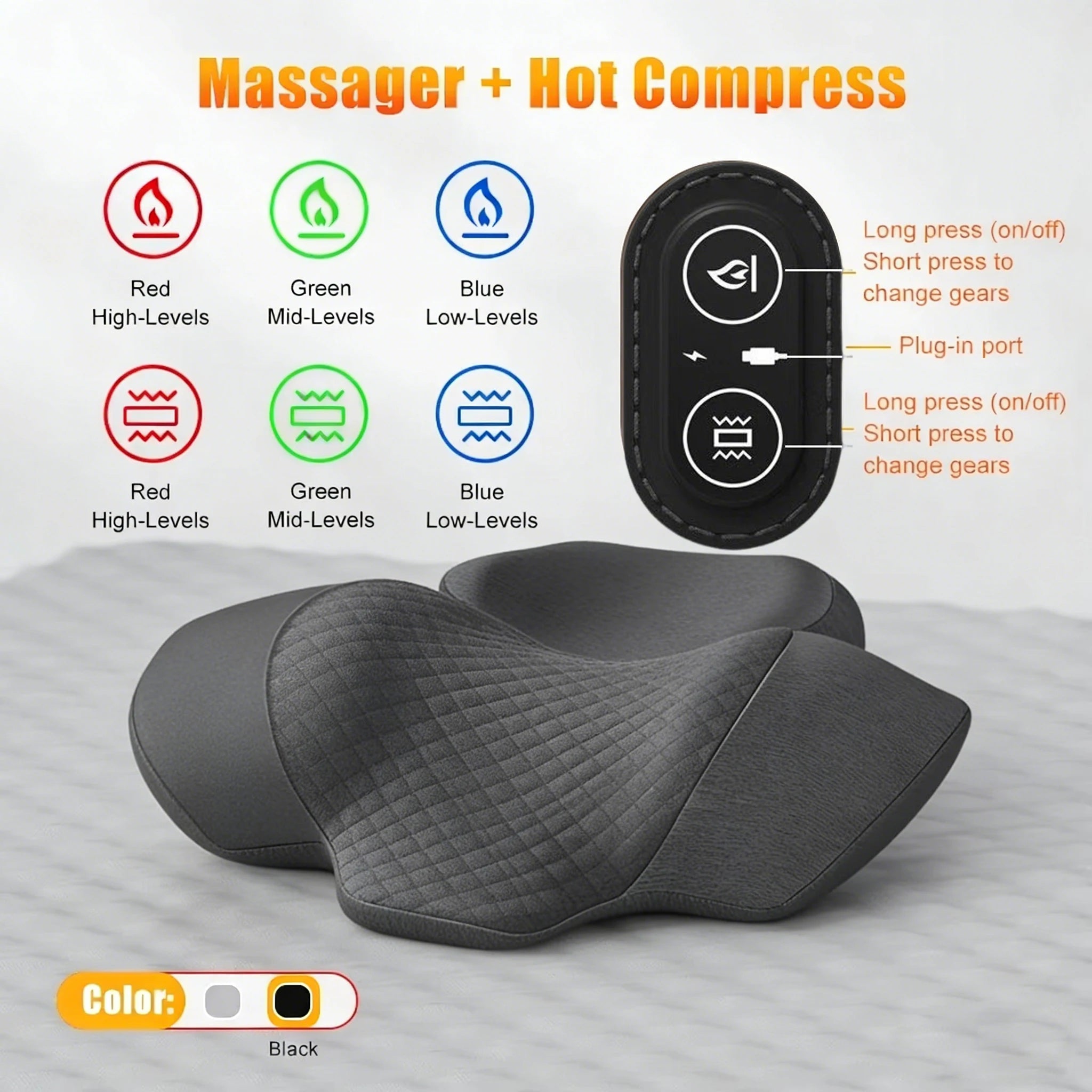 Almohada Cervical Eléctrica con Tracción y Calor — Alivio Cervical Profundo